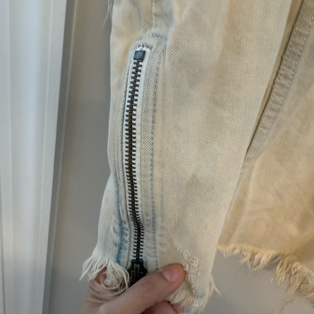 Free People Cream Bomber Jacket with Silver Accents size xs - Picture 4 of 5